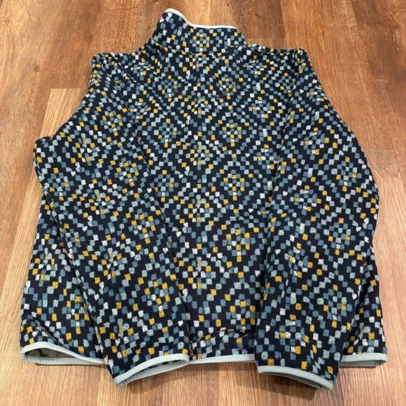 LL Bean Mens L Slightly Fitted‎ Fleece Pullover Jacket Multi Color Geometric - Picture 4 of 8